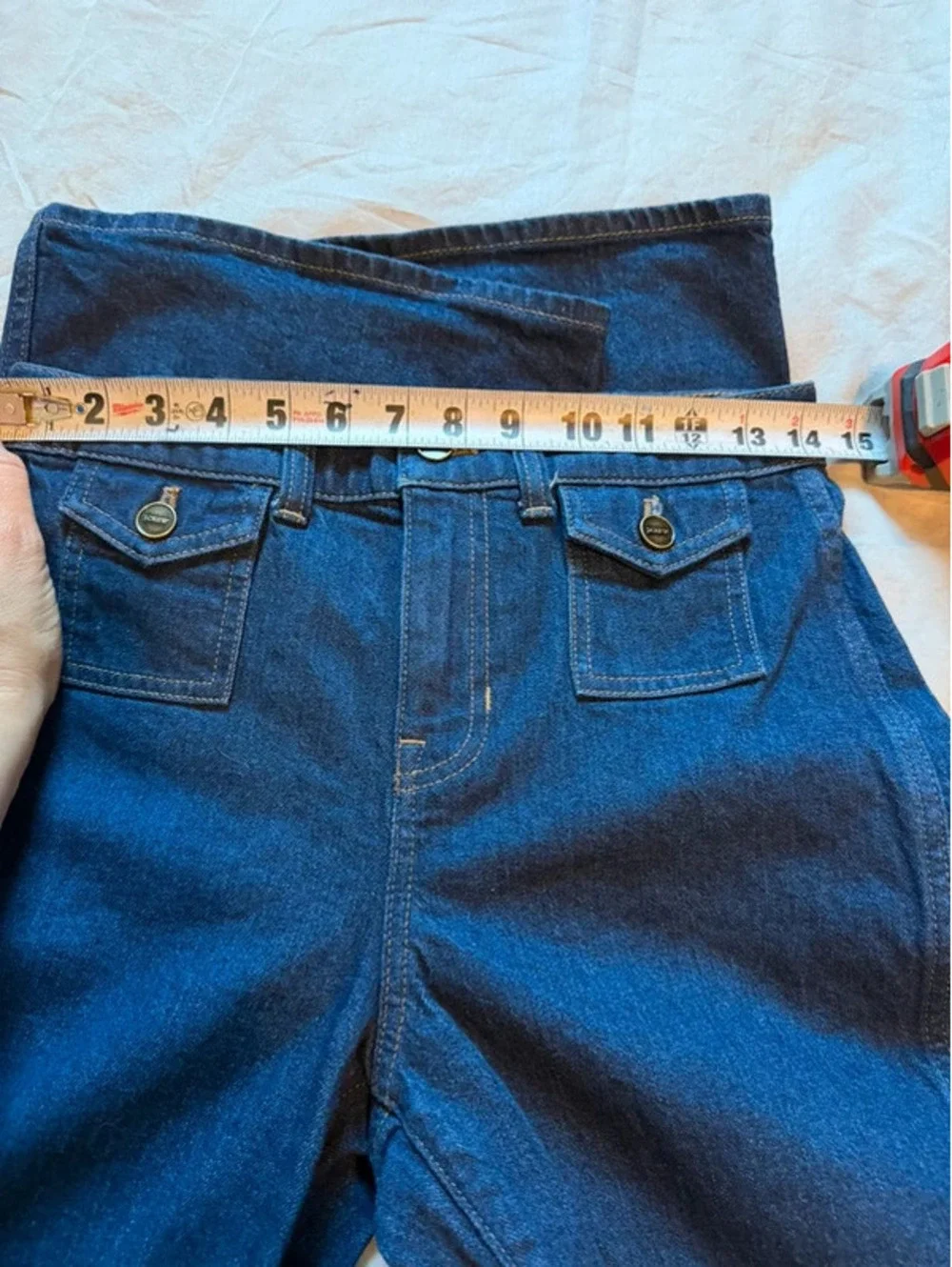 J.Crew Vintage Flare Jeans Flap Pockets 26 Petite 70s Y2K Indie Sleaze Model